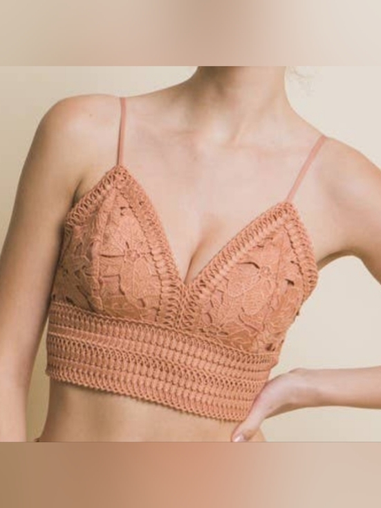 Aeropostale Tops - Aeropostale Crocheted Bralette in Peach Or Dusty Pink Size XS Crop Top .